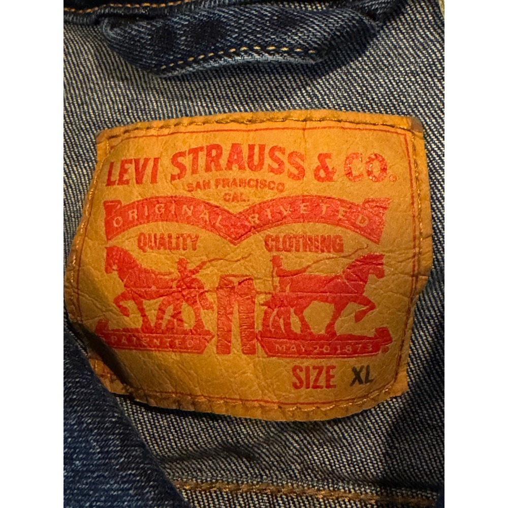 Levis Denim Jacket Mens XL Blue Trucker Standard Fit Dark Wash Cotton 72334-1044 - Picture 5 of 11